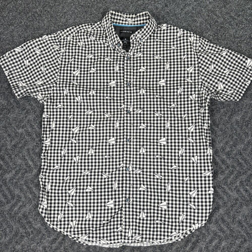 Drill Clothing Shirt Stars Stripes Men’s Large Paper Airplanes AOP Slim Fit
